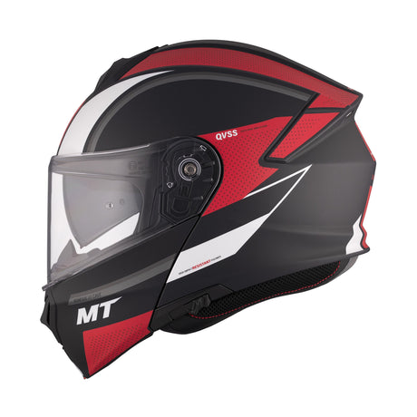 MT Genesis SV Cave A5 Matt Black Red Motorcycle Helmet Flip Front