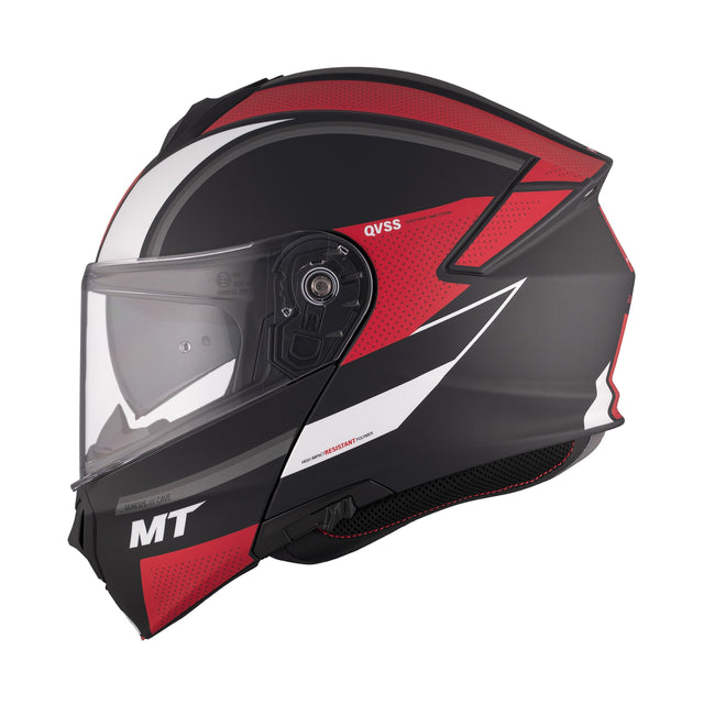 MT Genesis SV Cave A5 Matt Black Red Motorcycle Helmet Flip Front