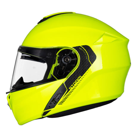 MT Storm Solid Fluo Yellow Motorcycle Helmet Flip Front