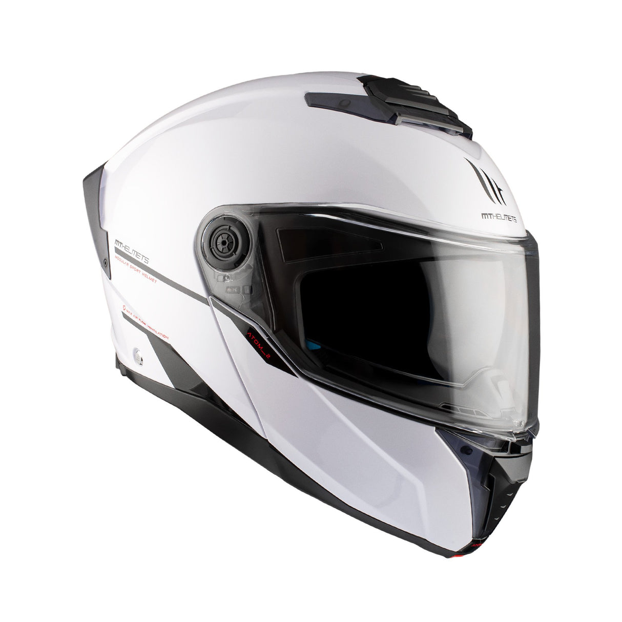MT Atom 2 Solid Gloss White Motorcycle Helmet