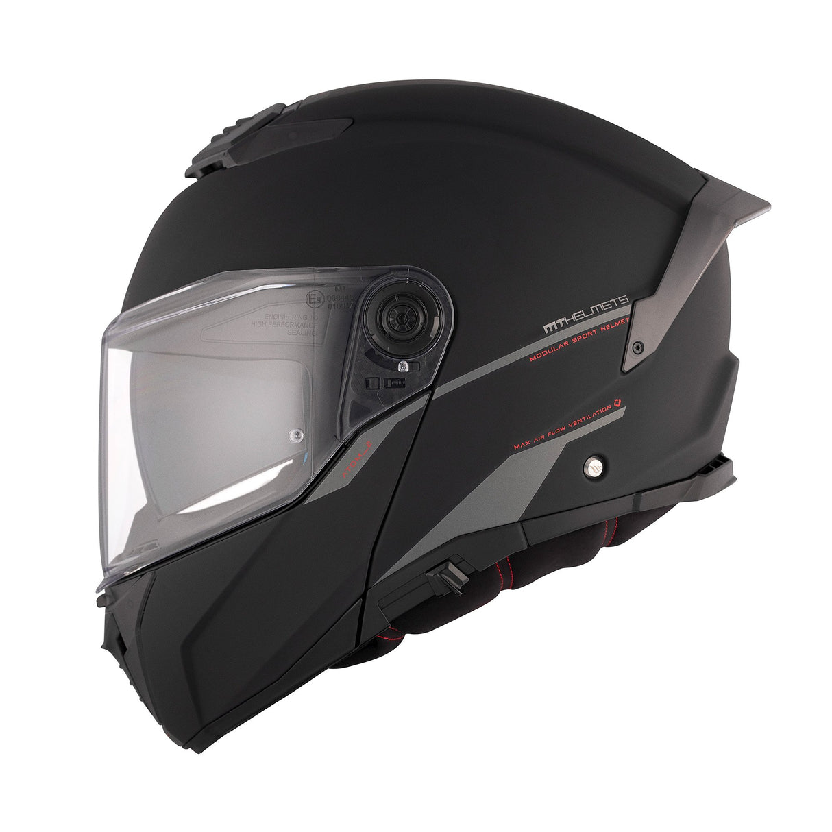 MT Atom 2 Solid Matt Black Motorcycle Helmet Flip Front