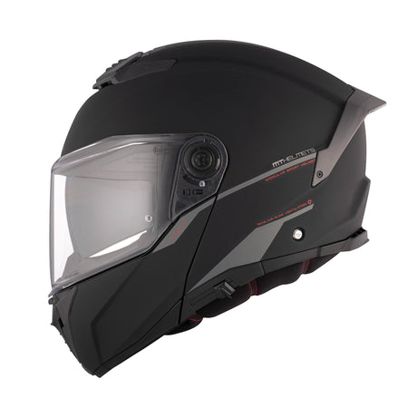MT Atom 2 Solid Matt Black Motorcycle Helmet Flip Front