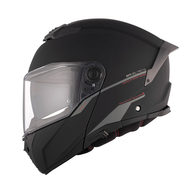 MT Atom 2 Solid Matt Black Motorcycle Helmet Flip Front