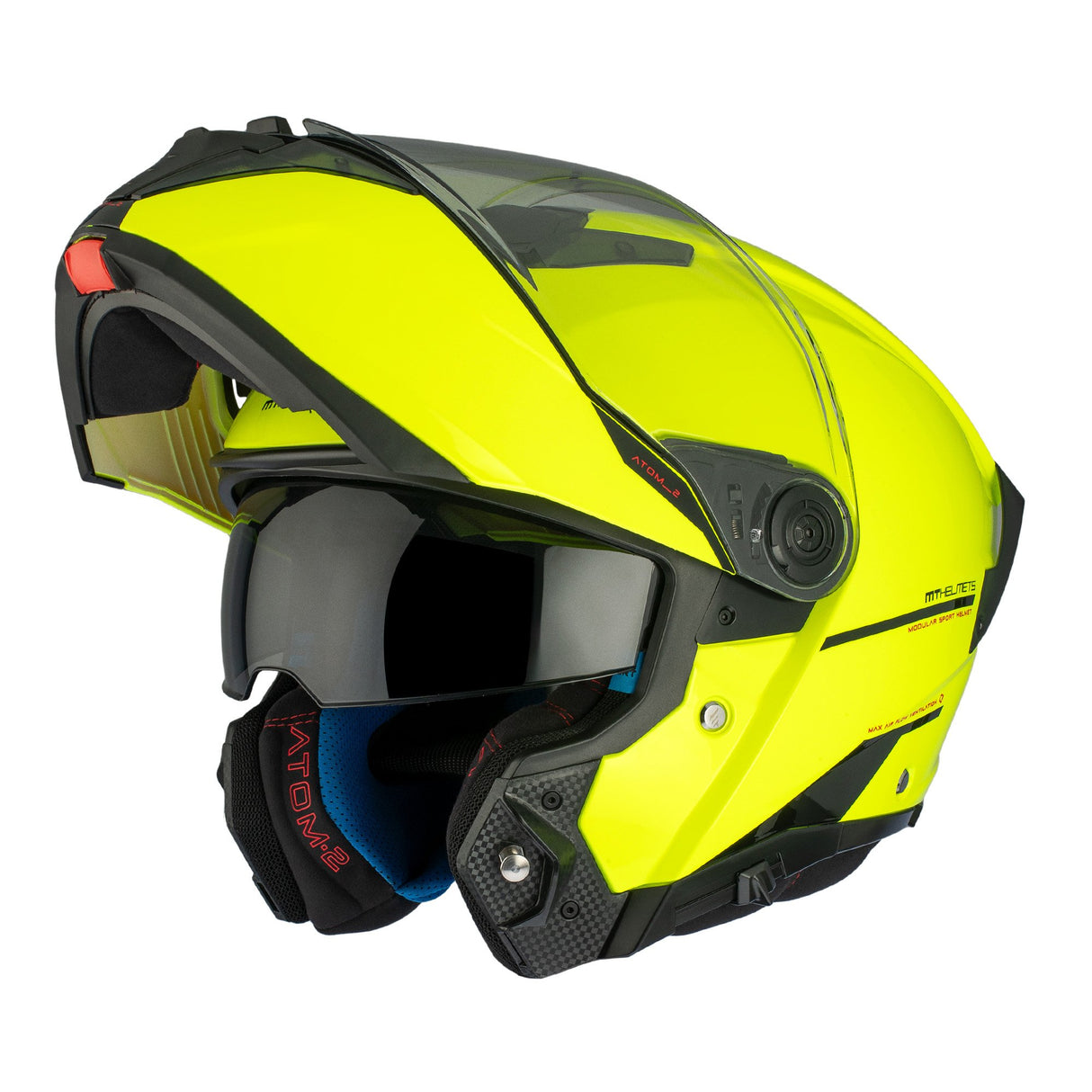 MT Atom 2 Solid Gloss Fluo Yellow Motorcycle Helmet