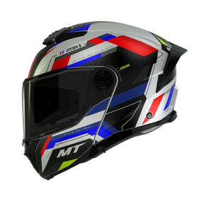 MT Atom 2 Bast B7 Gloss Red White Blue Motorcycle Helmet Flip Front