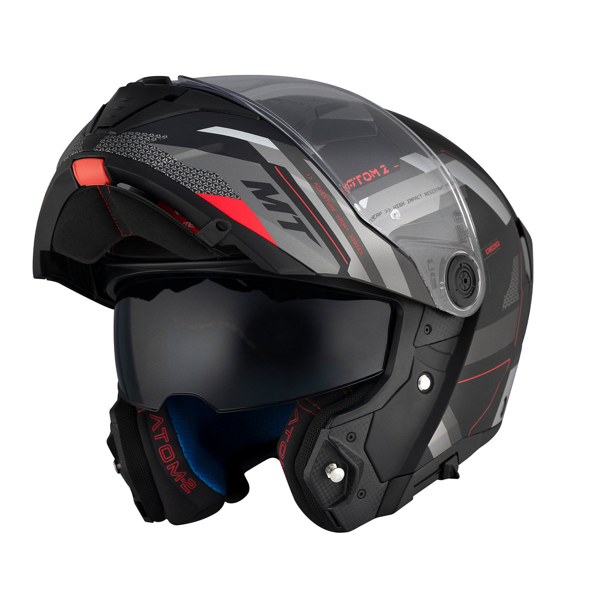 MT Atom 2 Bast D5 Matt Black Grey Motorcycle Helmet
