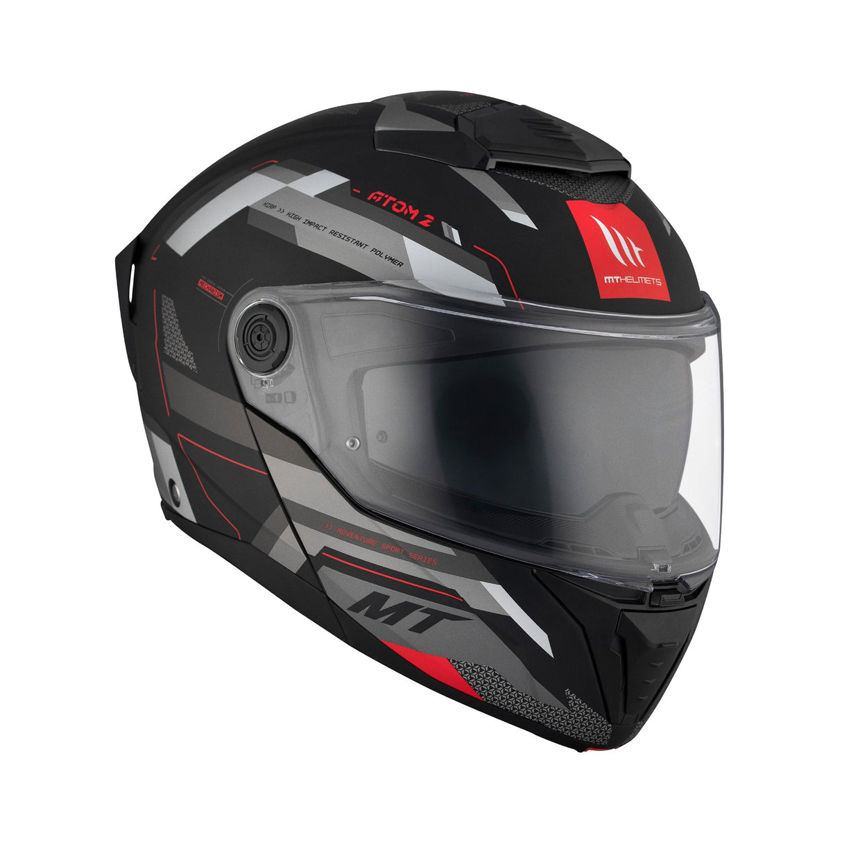 MT Atom 2 Bast D5 Matt Black Grey Motorcycle Helmet