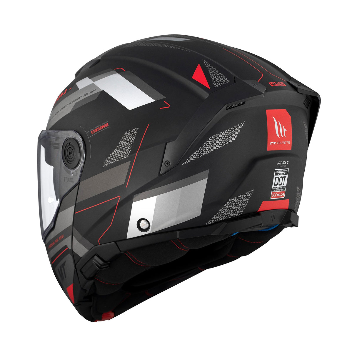 MT Atom 2 Bast D5 Matt Black Grey Motorcycle Helmet