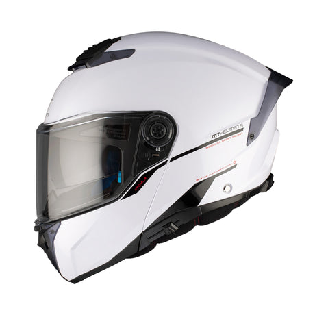 MT Atom 2 Solid Gloss White Motorcycle Helmet Flip Front