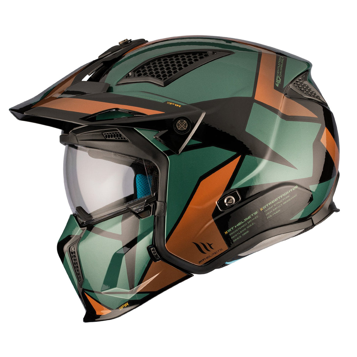 MT Streetfighter SV S P1R A9 Matt Blk Green Gold Adventure Motorcycle Helmet