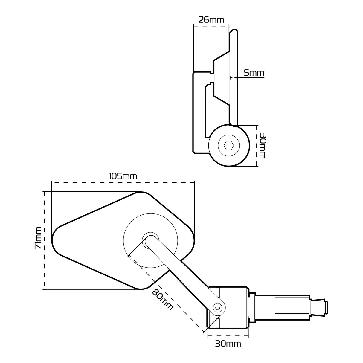 Oxford OX511 Arrow 360 Motorcycle Bar End Mirror