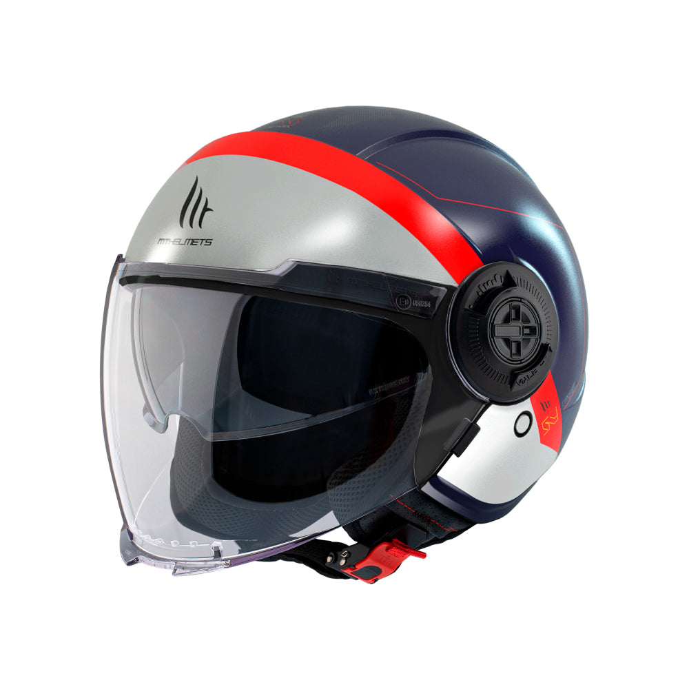 MT Viale SV S 68 Unit D7 Gloss Blue Silver Open Face Motorcycle Helmet
