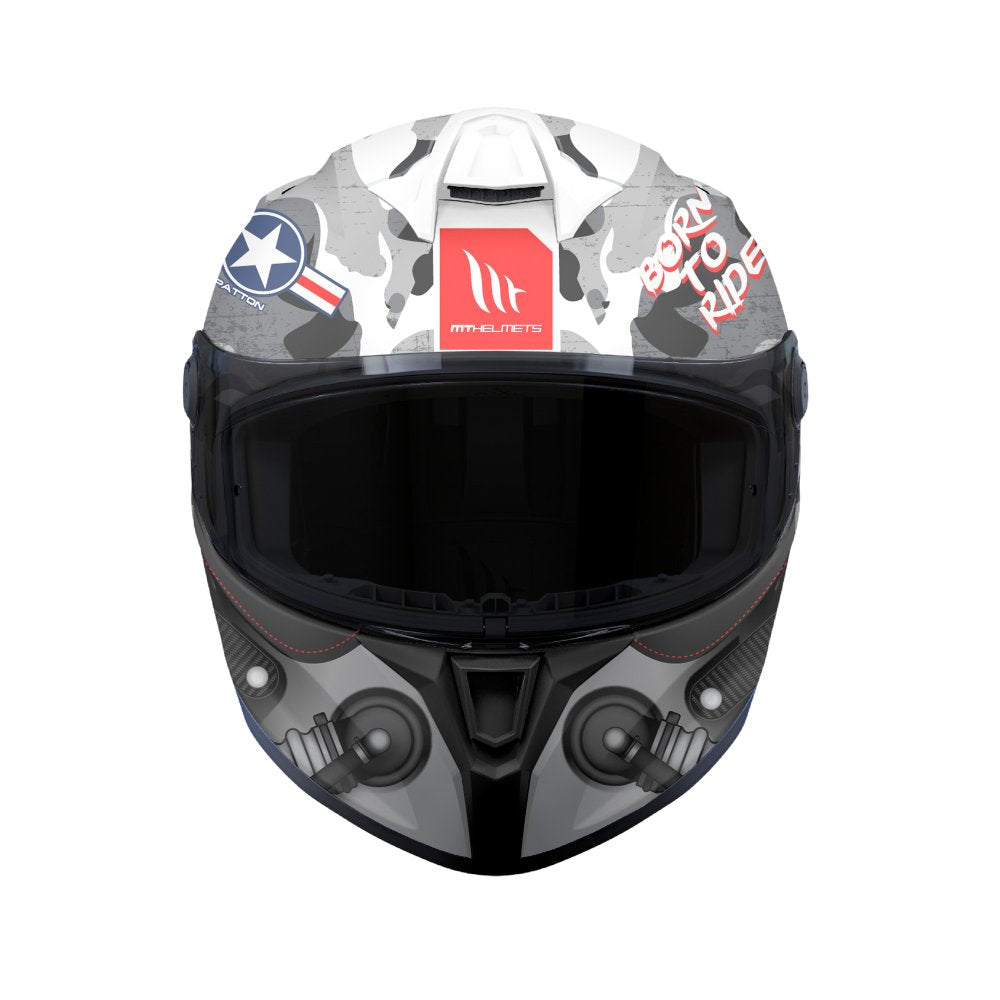 MT Targo S Patton A0 Gloss White Camo Motorcycle Helmet