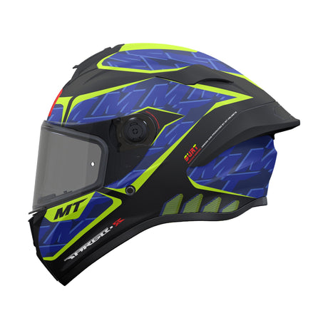 MT Targo S Surt B13 Matt Black Blue Yellow Motorcycle Helmet Fluorescent