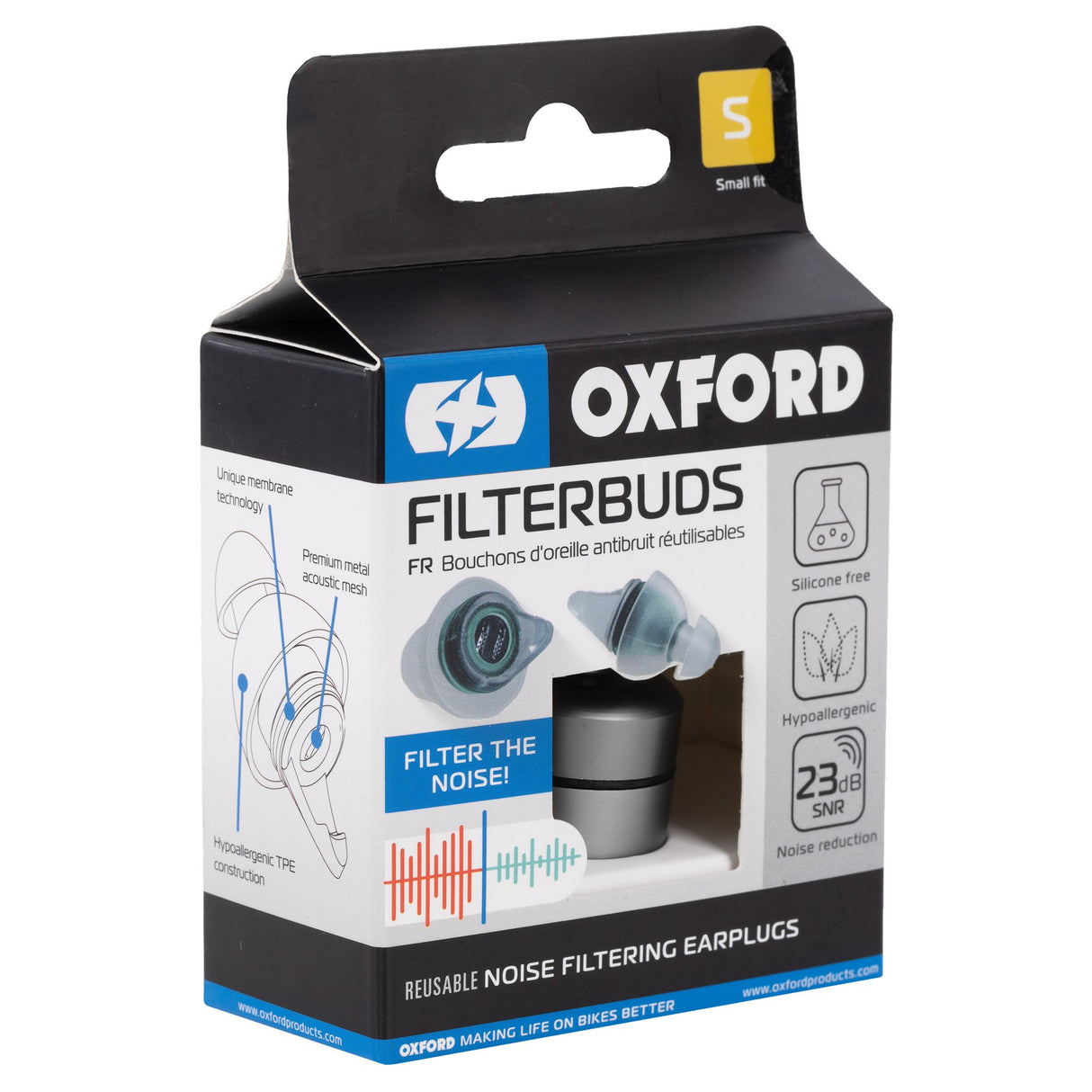 Oxford OX654 Filterbuds - Small Fit 23dB SNR Reusable Earplugs