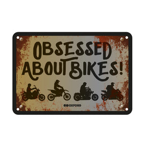 Oxford OX359 Garage Workshop Metal Sign: Obsessed About Bikes