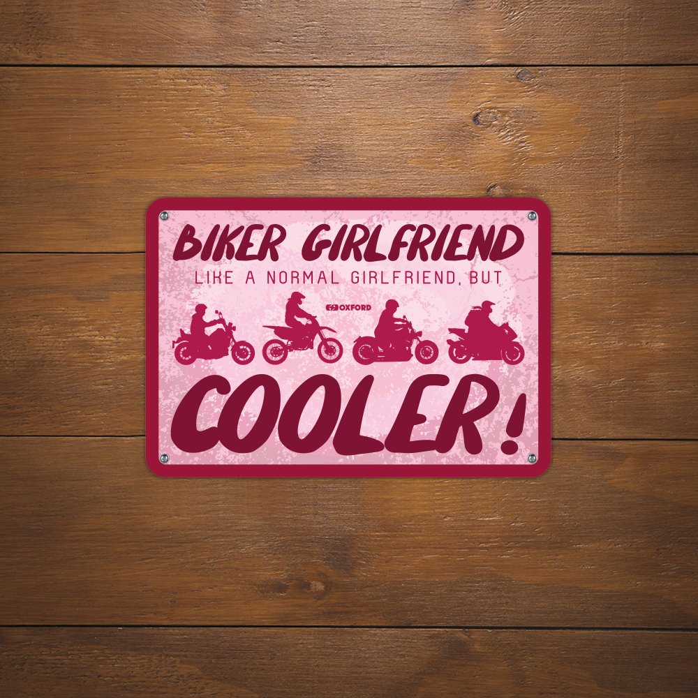 Oxford OX352 Garage Workshop Metal Sign: Biker Girlfriend