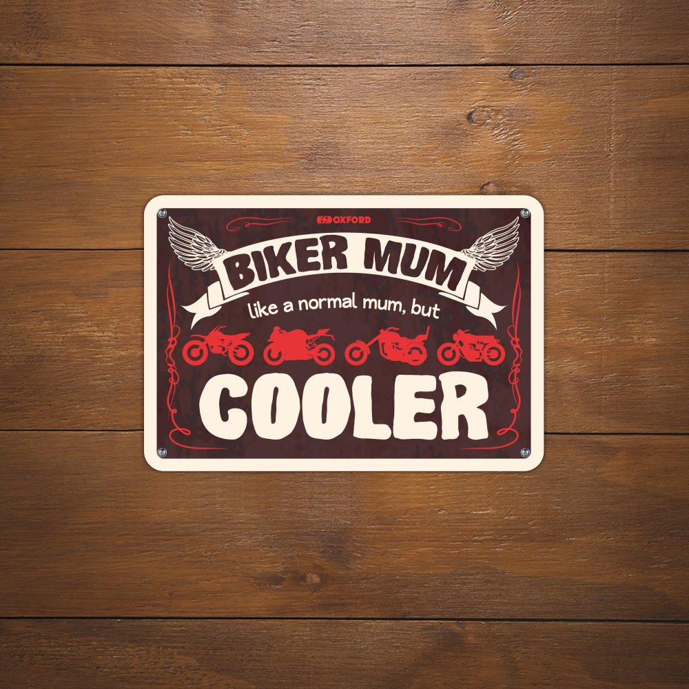 Oxford OX348 Garage Workshop Metal Sign: Biker Mum