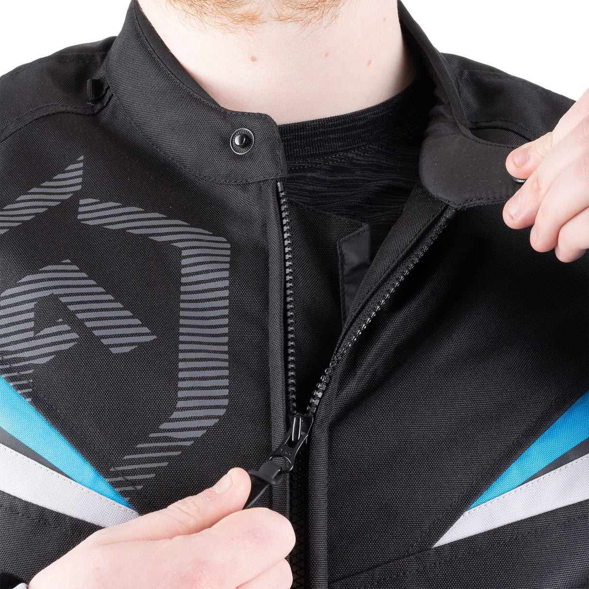 ARMR Eyoshi 3.0 Men's Waterproof Motorcycle Jacket Black Light Grey Blue