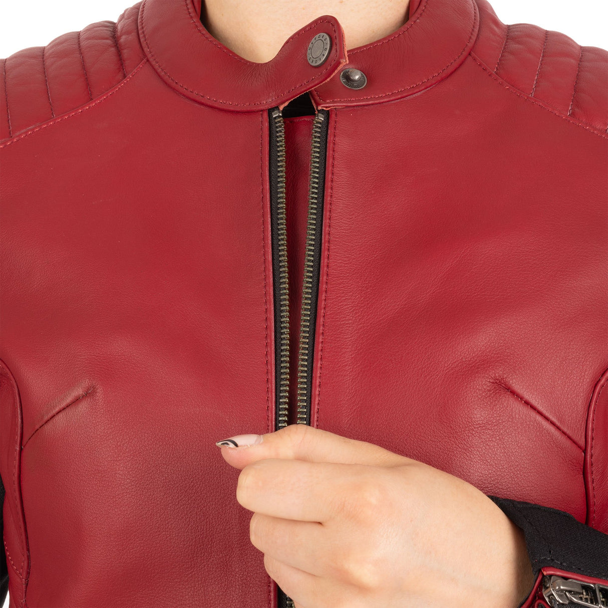 Oxford Radley Ladies Leather Motorcycle Jacket Red