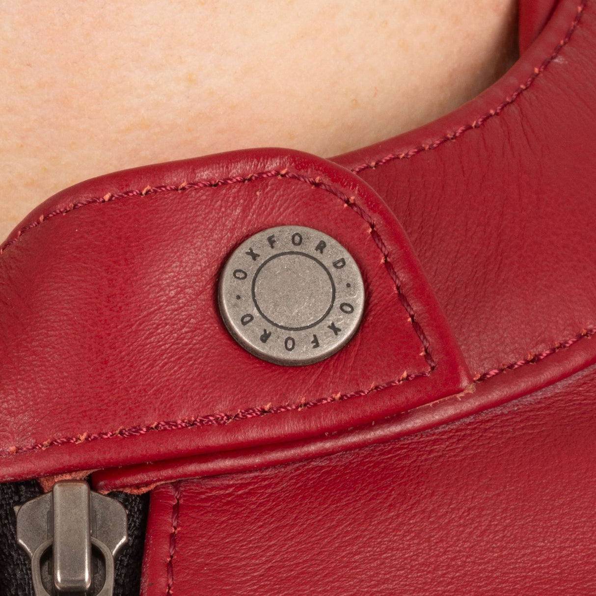 Oxford Radley Ladies Leather Motorcycle Jacket Red