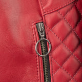 Oxford Radley Ladies Leather Motorcycle Jacket Red