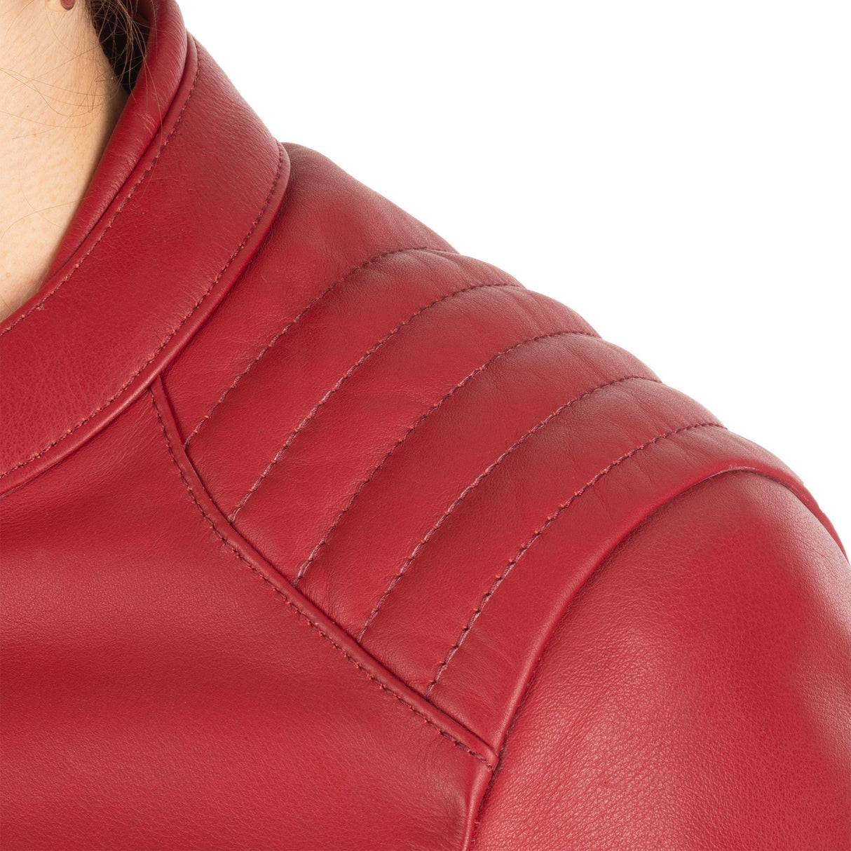 Oxford Radley Ladies Leather Motorcycle Jacket Red