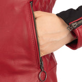 Oxford Radley Ladies Leather Motorcycle Jacket Red