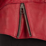 Oxford Radley Ladies Leather Motorcycle Jacket Red