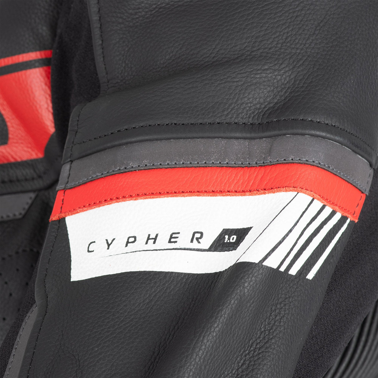 Oxford Cypher 1.0 Leather Black/White/Red Motorcycle Jacket