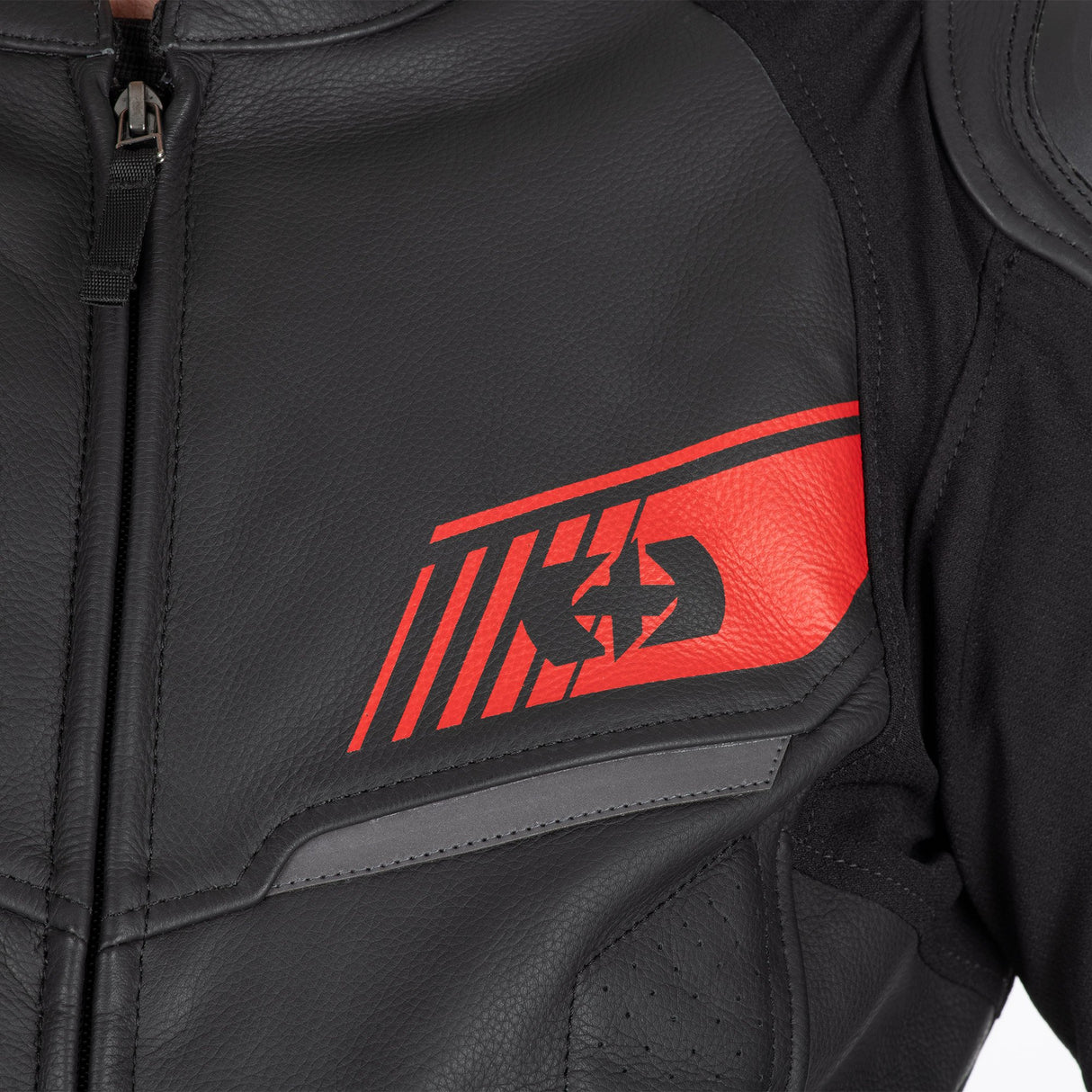 Oxford Cypher 1.0 Leather Black/White/Red Motorcycle Jacket