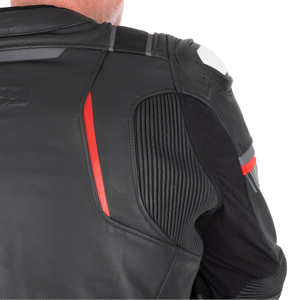Oxford Cypher 1.0 Leather Black/White/Red Motorcycle Jacket