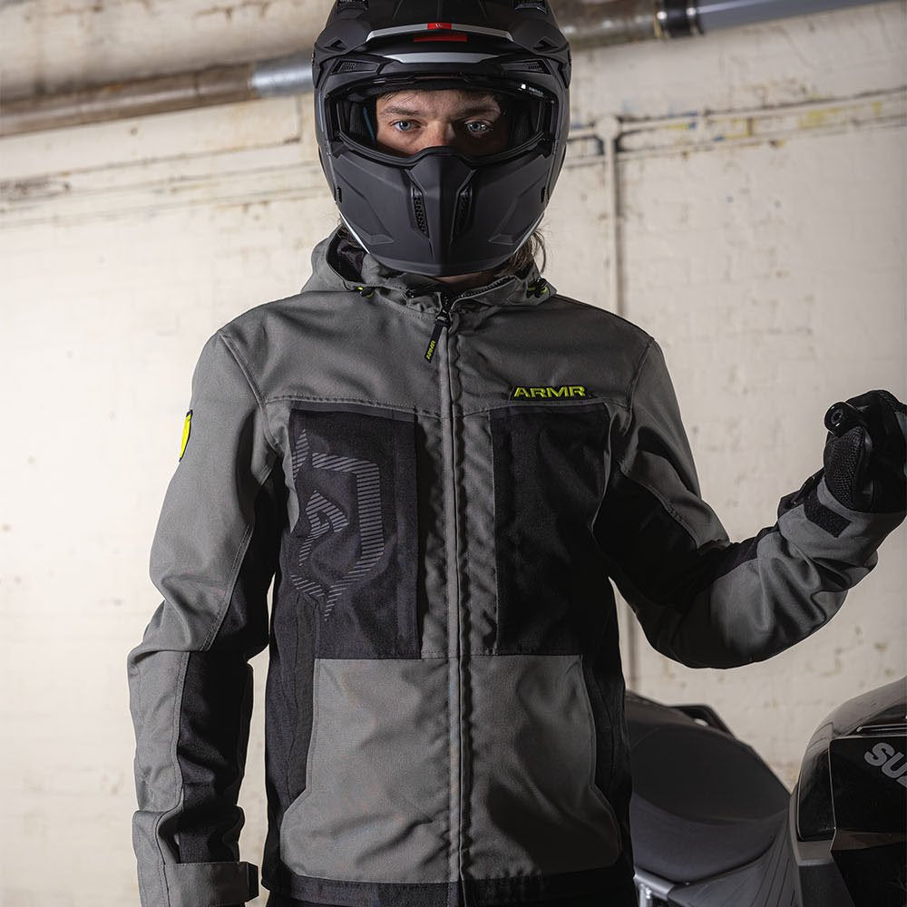 ARMR Suko 1.0 Waterproof Men's Motorcycle Jacket Green Fluo Yellow
