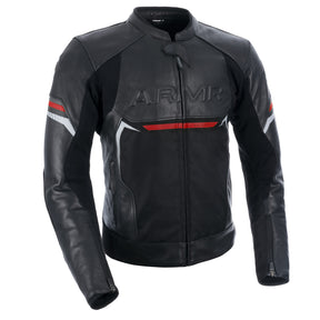 ARMR Raiden 3.0 Mens Motorcycle Leather Jacket Black Red