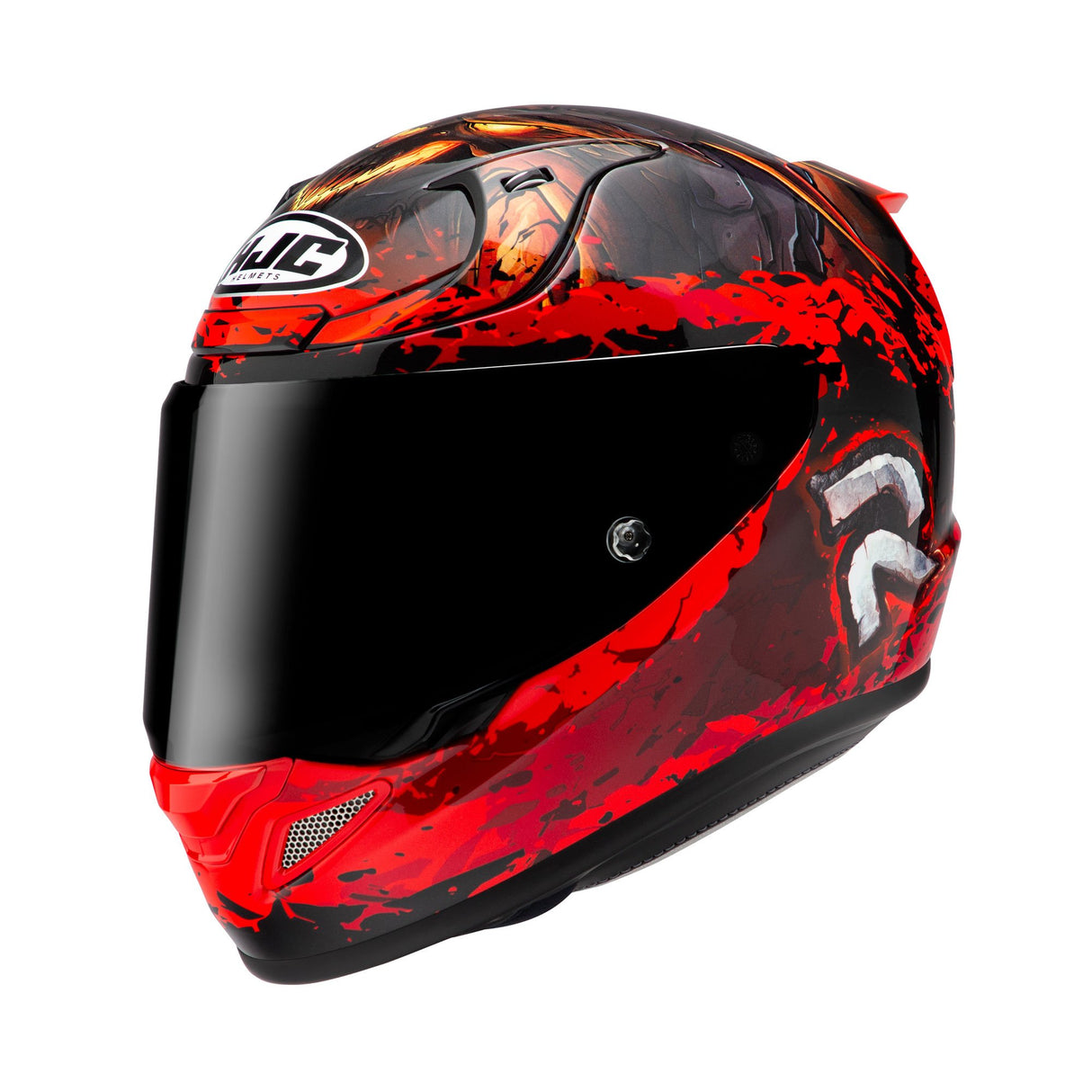 HJC RPHA 12 Diablo Blizzard MC1 Red Motorcycle Helmet Fire Flames Eyes Teeth
