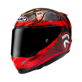 HJC RPHA 12 Diablo Blizzard MC1 Red Motorcycle Helmet Fire Flames Eyes Teeth