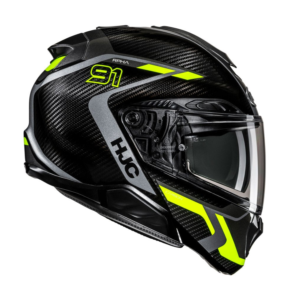 HJC RPHA 91 Carbon Lagos MC3H Yellow Modular Motorcycle Helmet