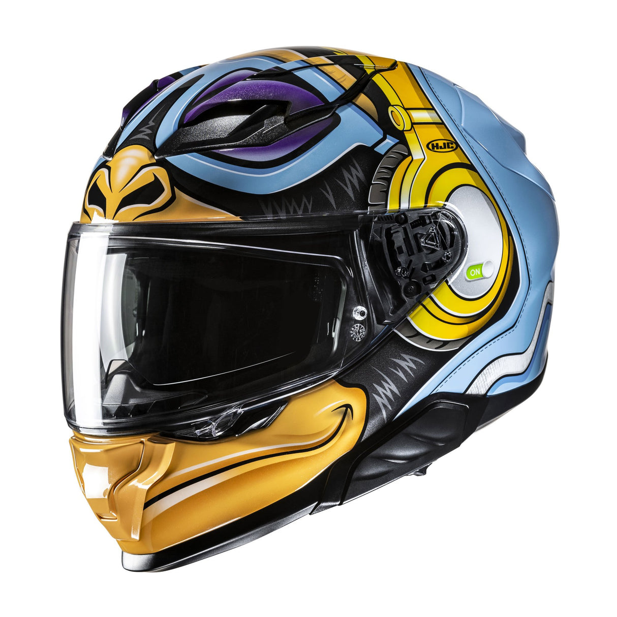 HJC F71 Monkey DJ MC23 Motorcycle Helmet Chimp Gorilla Face Blue Yellow