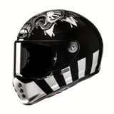HJC V10 Crania MC5 Black Motorcycle Helmet White Grey Skull Teeth Stripes