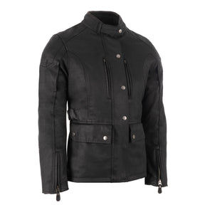 Oxford Sterling D2D Ladies Wax Motorcycle Jacket Black