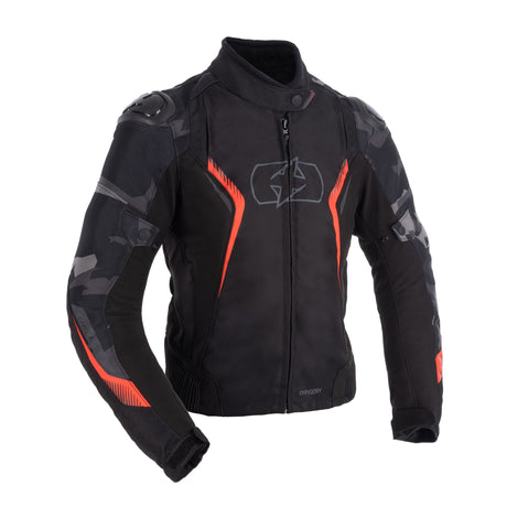 Oxford Omega 1.0 D2D Ladies Motorcycle Jacket Black Camo Red