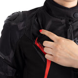 Oxford Omega 1.0 D2D Ladies Motorcycle Jacket Black Camo Red