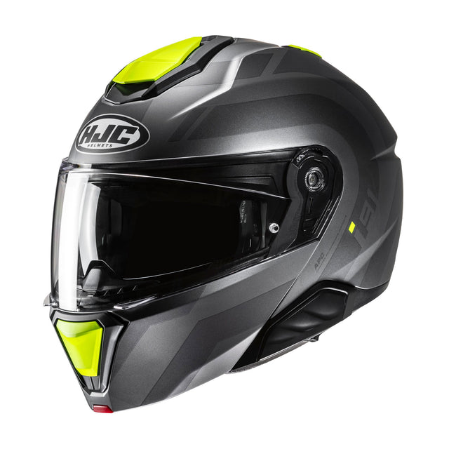 HJC I91 Arven MC3HSF Yellow Motorcycle Helmet Flip Front