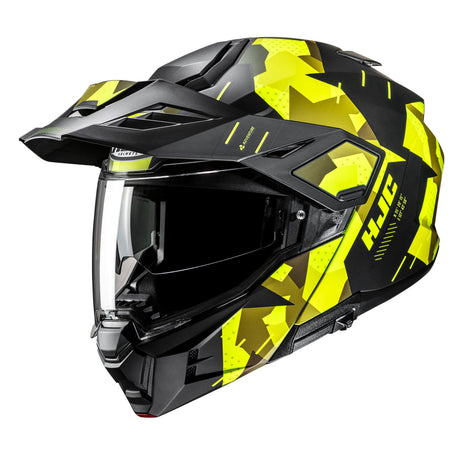 HJC I80 Roki MC3HSF Yellow Motorcycle Helmet Camouflage Flip Front