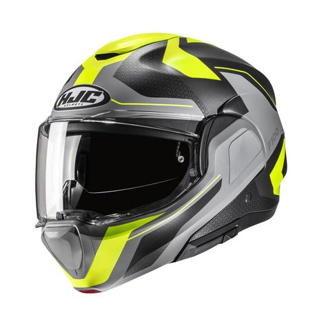 HJC F100 Bios MC3HSF Yellow Modular Motorcycle Helmet 180 Flip