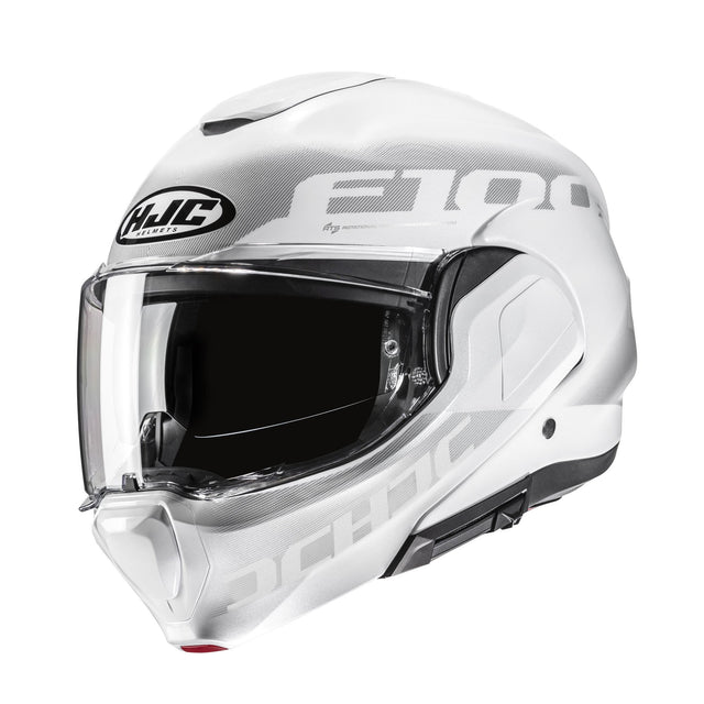HJC F100 Hetal MC10 White Modular Motorcycle Helmet 180 Flip