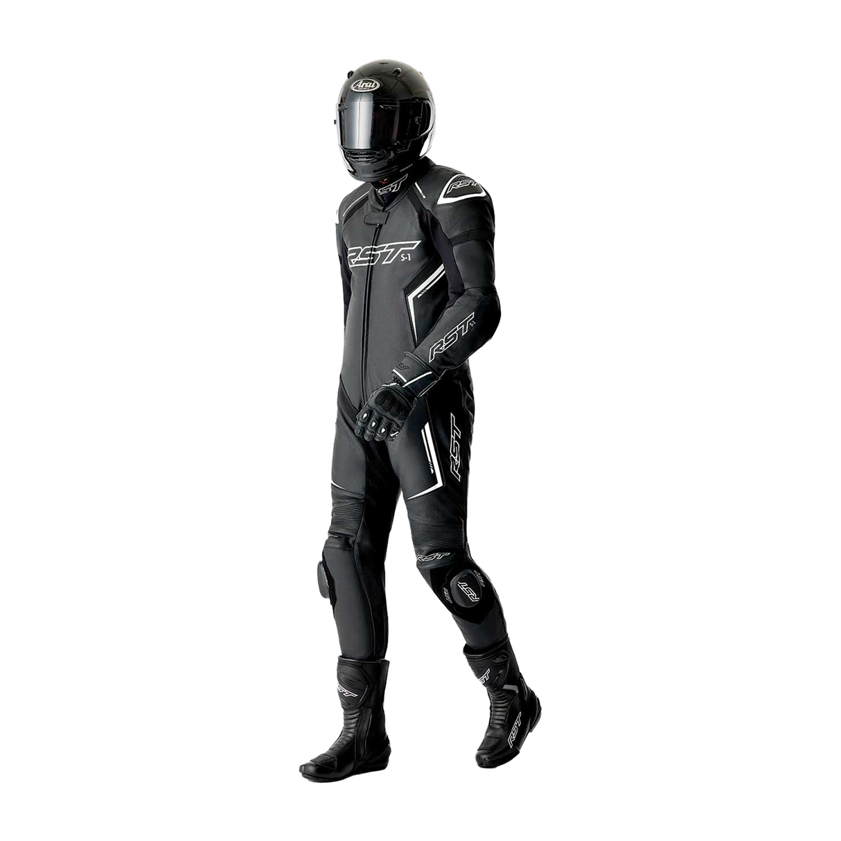RST S1 D3O CE One Piece Motorcycle Leather Suit Black / Black / White