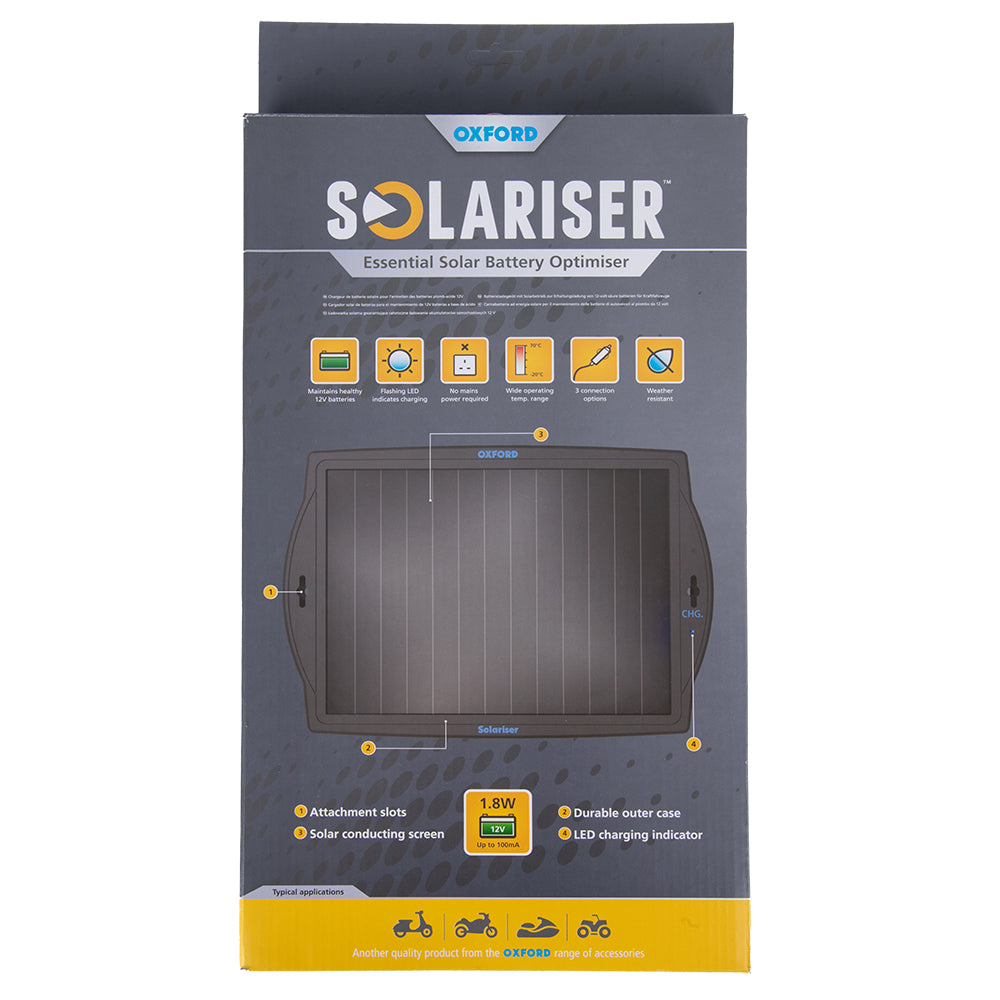 Oxford OF949 Solariser Motorcycle Motorbike Battery Charger 12V Solar Powered