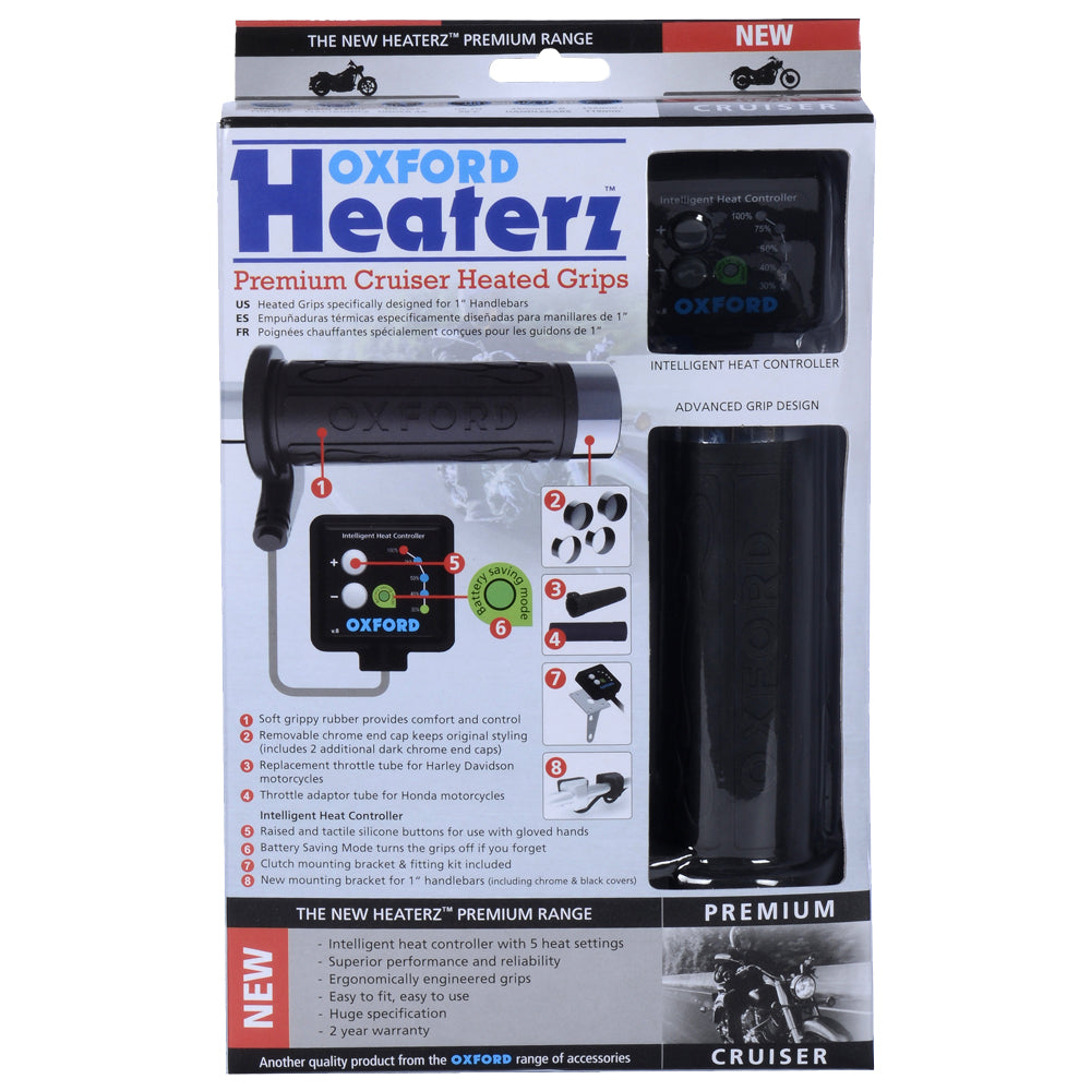 Oxford EL800 Premium Cruiser Chopper Heated Grips Motorbike Motorcycle HotGrips 1 Inch 25mm