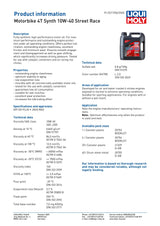 Liqui Moly Motorbike 4T 10W-40 Street Race Fully Synthetic Motorcycle 4-Stroke Oil 1L